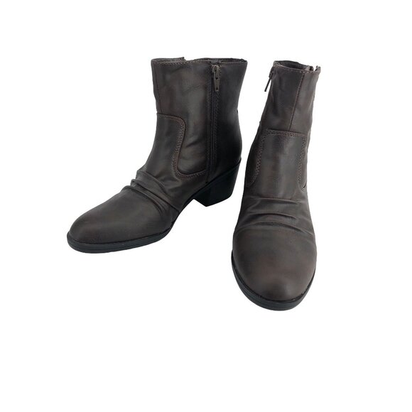 Life Stride Watchful Brown Ankle Boots 8.5 Narrow 2" Block Heels - Picture 1 of 8